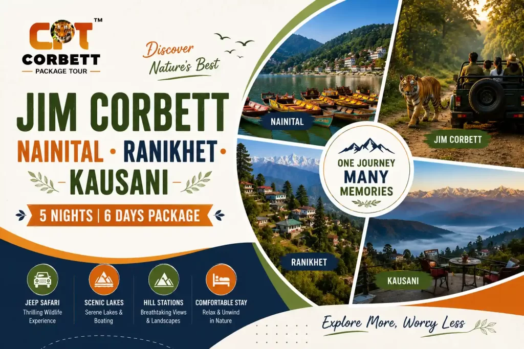 Jim Corbett Nainital Ranikhet Kausani Tour Package